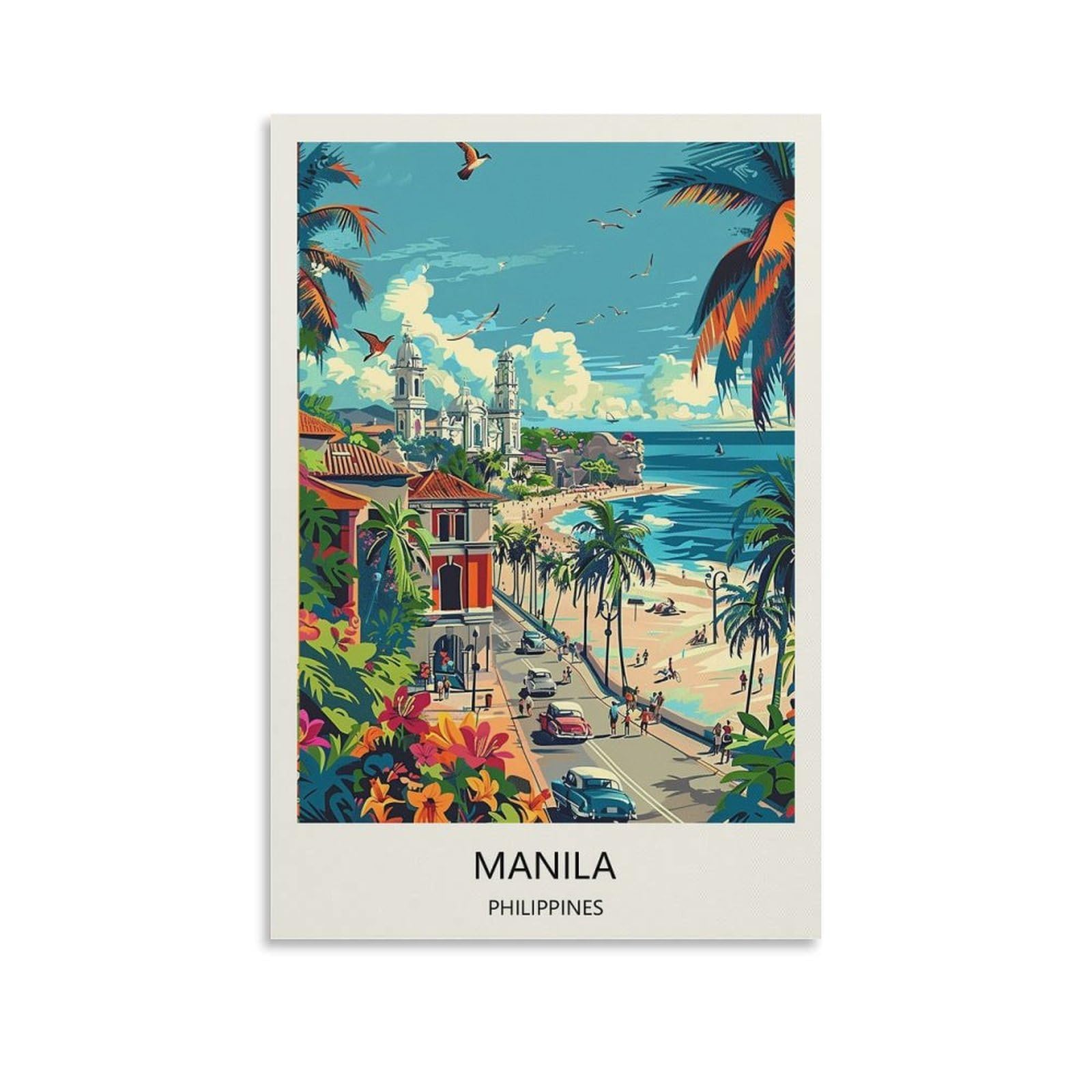 YJNENG Canvas Art Picture Manila Philippines Wall Decor Art Painting Posters Modern Family Decorative Poster 08x12inch(20x30cm)