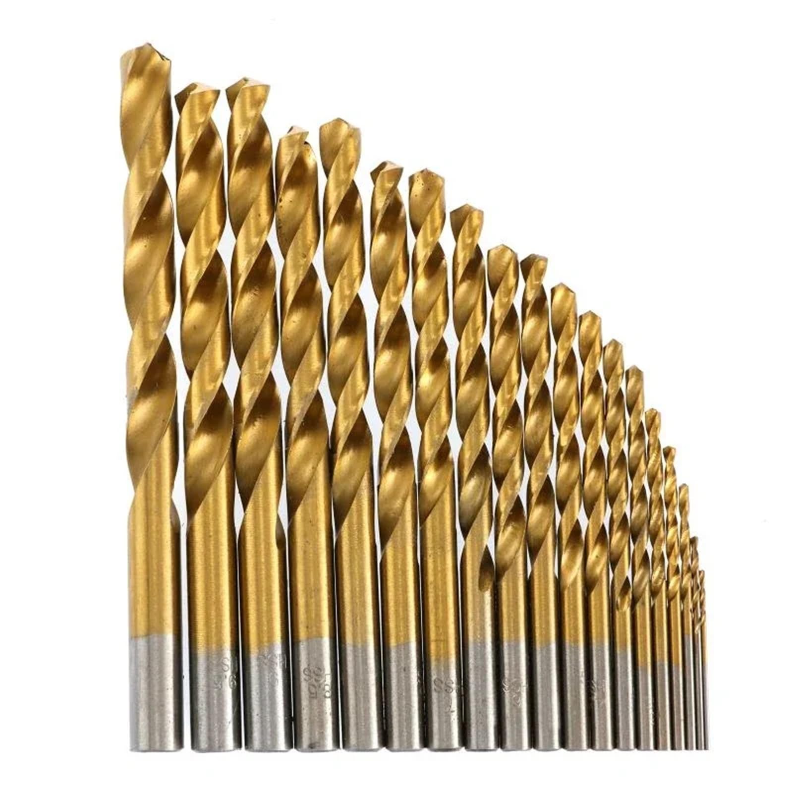 Juego de brocas para taladro rotativo Juego de brocas helicoidales vástago recto 19/25 piezas con caja hierro, for trabajar la madera, metal y chapado en titanio(Style 1 19pcs)