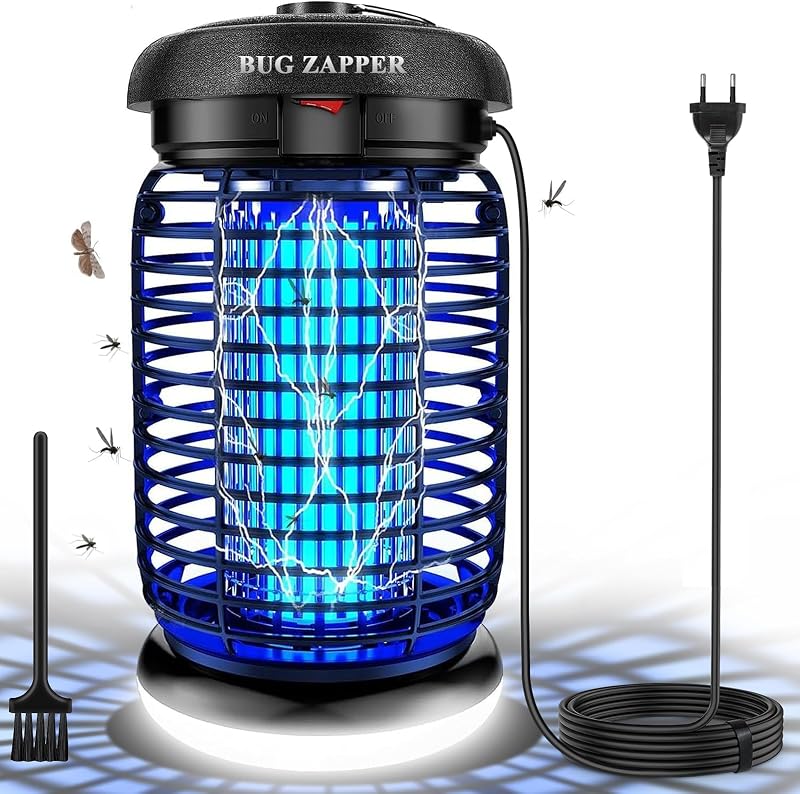 WUEAOA Elektromos Rovarcsapda LED Lámpával, 4200V Szúnyogirtó UV Fénnyel, IPX4 Vízálló Légyirtó Szúnyogok Ellen