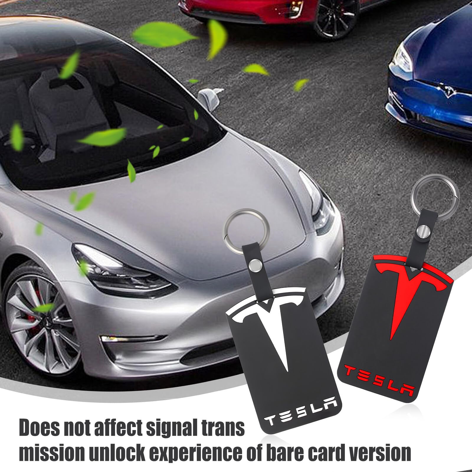 Aicharynic 2 sztuki uchwytów na karty do Tesla Model 3, model Y, silikonowy breloczek do kluczy, uchwyt na karty, akcesoria Tesla, kolor czarny, Tesla, uchwyt na karty, czarny, /