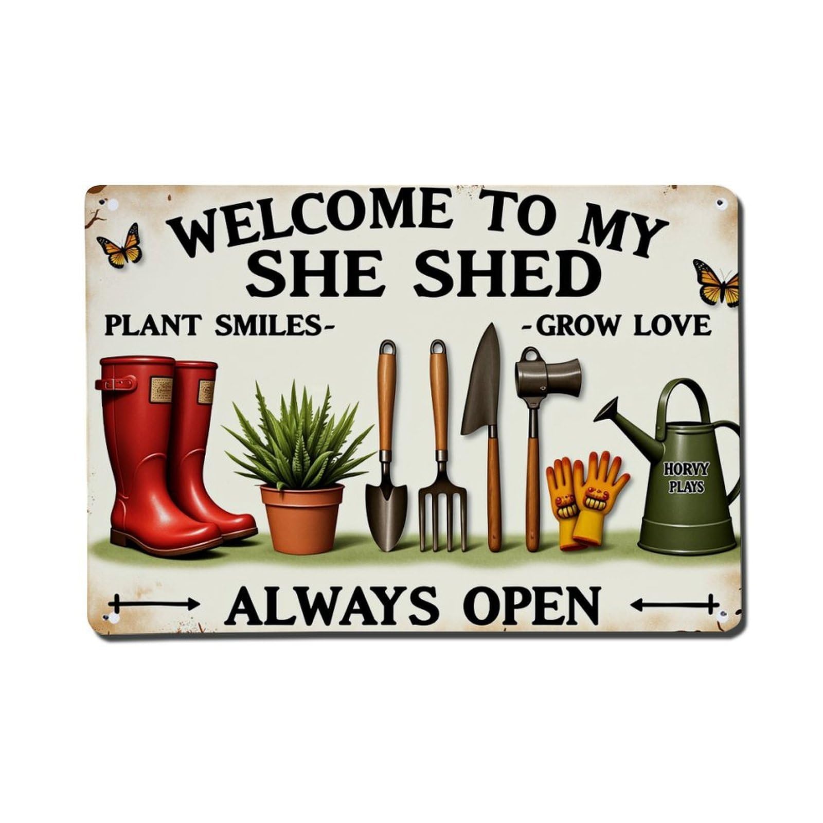 Welcome To My She Shed Tin Sign Vintage Metal Poster, Home Bar Garage Man Cave Cafe Indoor & Outdoor Wall Decoration 8x12Inches