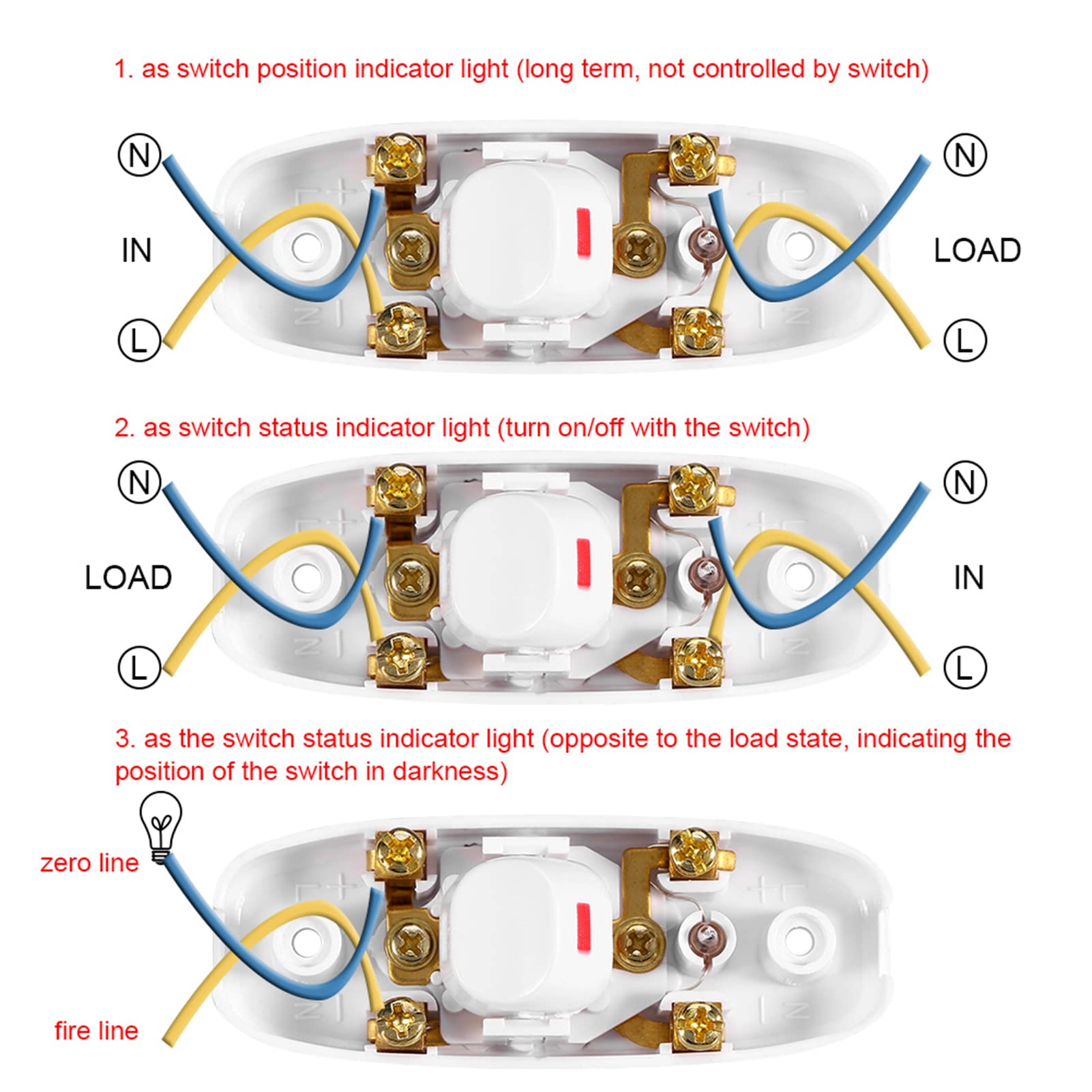 Włącznik/wyłącznik Włącznik Lampy, AC 250V 10A Inline ON/OFF stół Biurkowy Przewód do Lampy Przełącznik Kablowy z lampką kontrolną LED (Biały)