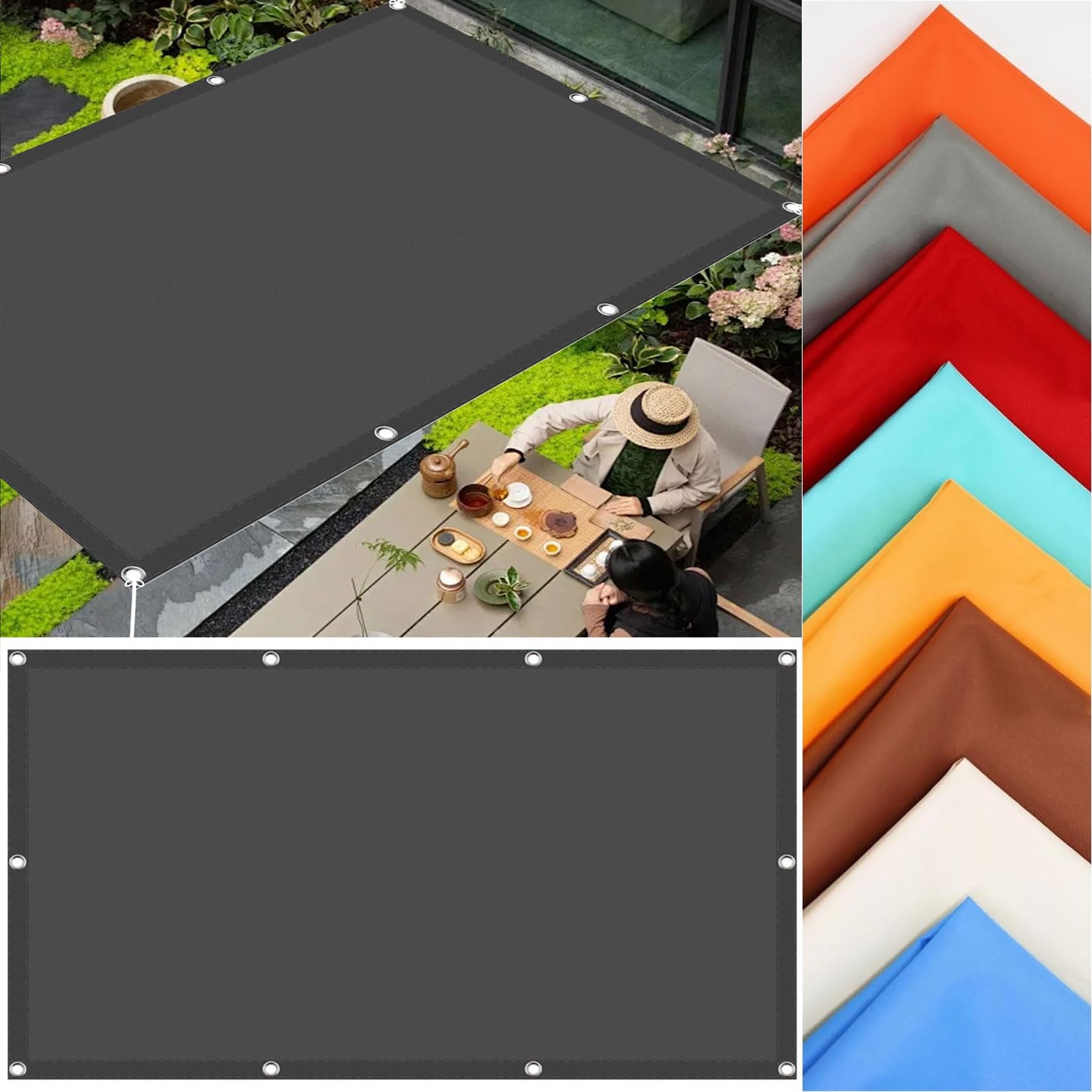 KLGFBDC 4x7m Sun Shade Sail UV Protection 98% Weather Resistant Canopy for Garden Patio Balcony Pool Dark Gray Shade Cloth with Rope for Outdoor Use