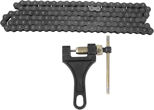 420 Motorcycle Chain - 420 Standard Roller Chain 132 Link + Chain Breaker for 110Cc 125Cc Dirt Pit Bike Atv Quad Go Kart Scooter Mini Bike