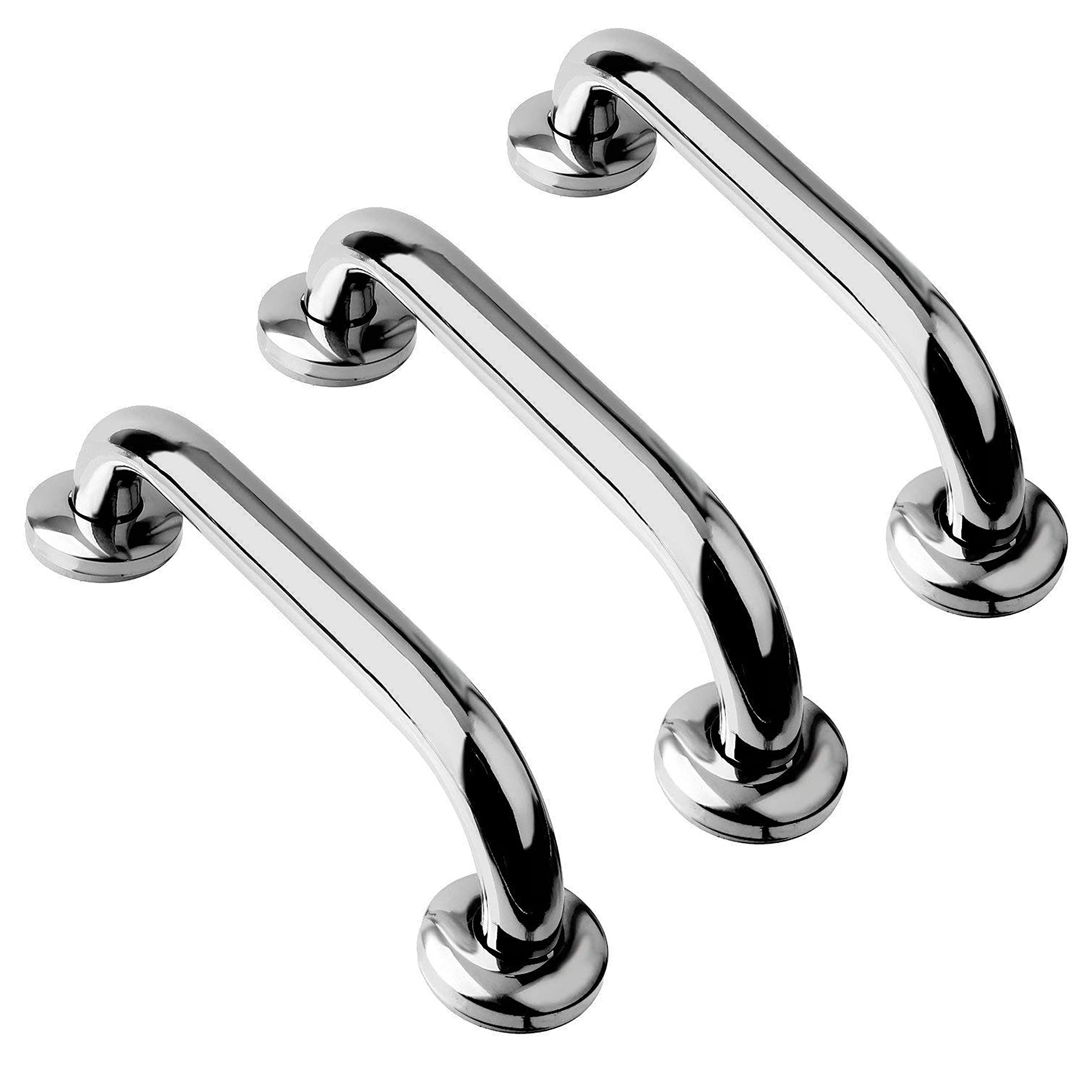 FORTUNE Stainless Steel Wall Mounted Grab Bar, Towel Bar, Bathtub Rails, Safety Hand Support Balance Handle Bars, Bathroom Accessories for Home, Hotel- Chrome Finish (Pack of 3, 8 Inch) (B09Y5Y17L8) Amazon Price History, Amazon Price Tracker