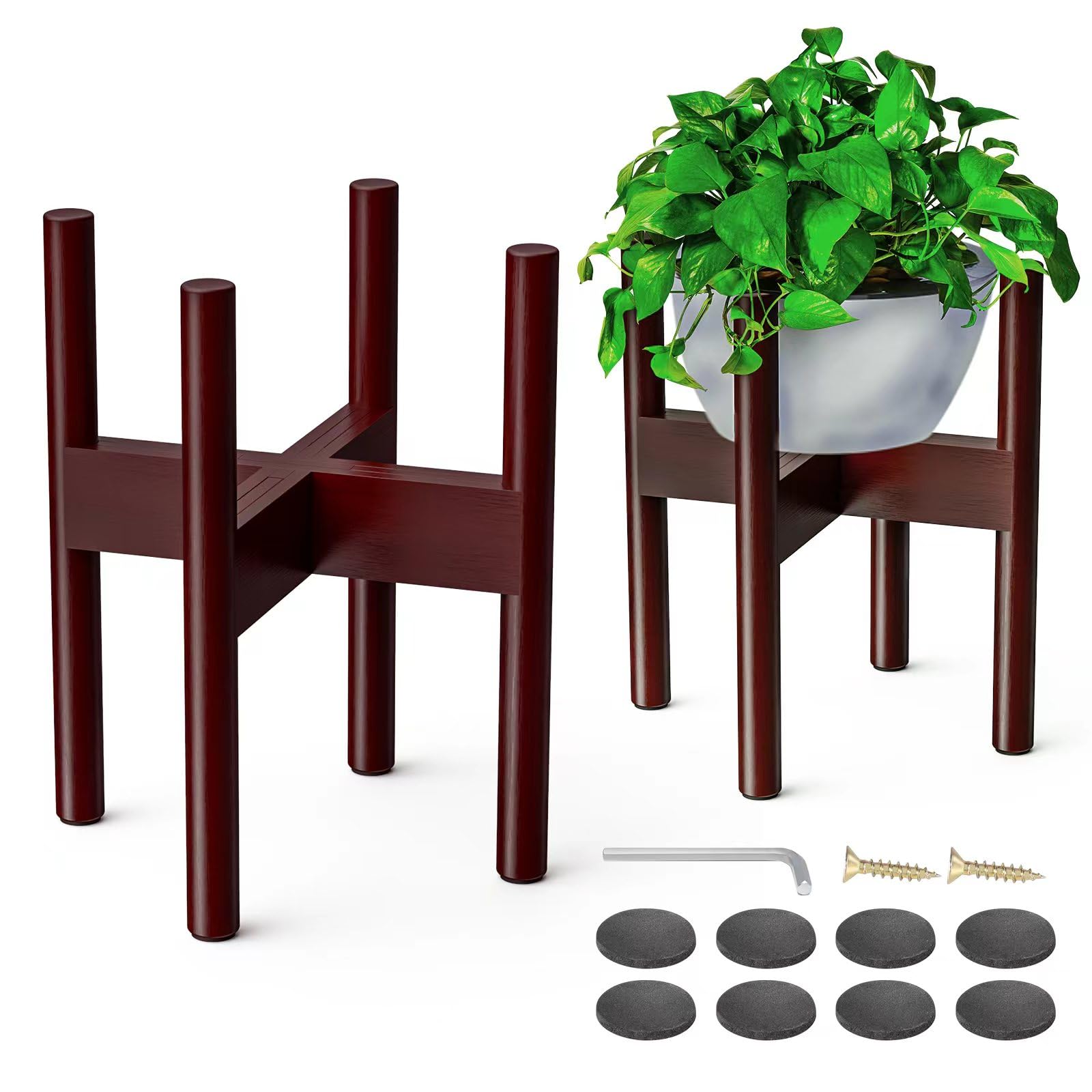 Support plante bambou moderne style milieu du siècle en lot de 2