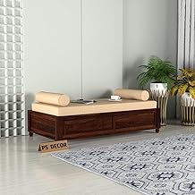 Solid Wood Divana Cot for Home Hall || Diwan Cum Bed with Storage || 3 Seater Sofa Cum Couch || Divan Bed for Living Room || Without Pillow&Mattress (Walnut Finish)