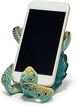Hodao Sea Turtle Figurines Decoration Turtle Cell Phone Stand Holder for Home Office Desk Summer Ocean Style Phone Holder Decor for Beach Table Statues Gifts for Friends (Blue-Turtle)