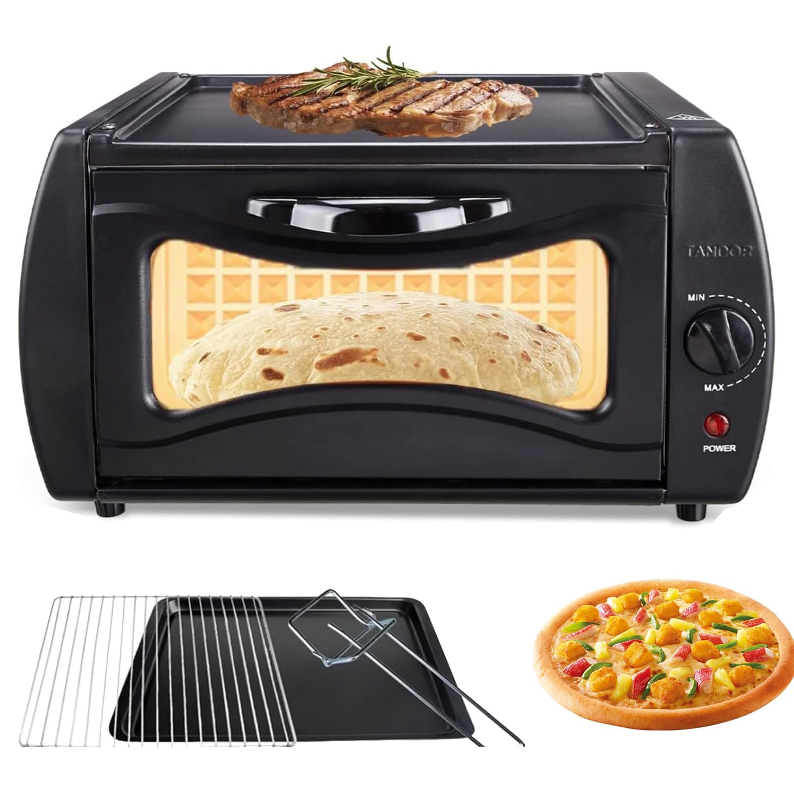 Elektryczny Piekarnik Tandoor O Pojemności 15 L Z Zaciskiem I Obieraczką Do Pizzy, Maszyną Do Pieczenia Roti Chapati I Maszyną Do Wypieku Chleba Naan, Piekarnikiem Do Pizzy Z Blachą Do Pieczenia