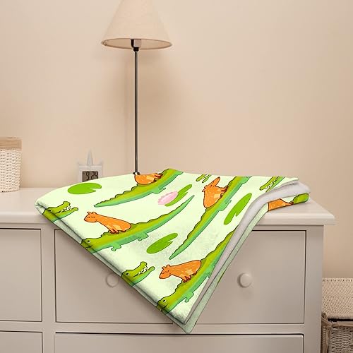Miniatura 6 de Capybaras - Manta de cocodrilos de regalo para niños y niñas, amantes de los animales, 40 x 50 pulgadas, manta de franela suave con patrón capibara,