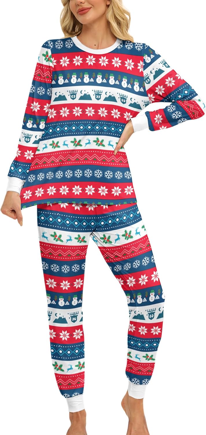 KFUBUO Christmas Pajamas Set for Women 2 Piece Long Sleeve Lounge Sets Girls' sleepwear wiht Pockets - Image 2
