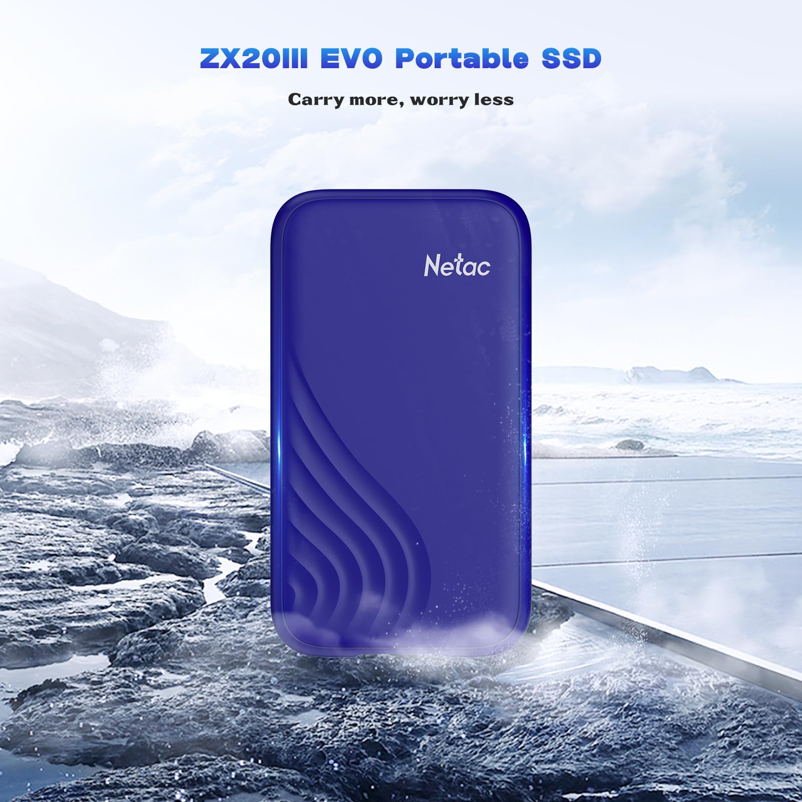 Netac ZX20III EVO 512 GB SSD Esterno – fino a 550 MB/s / 480 MB/s USB 3.2 Gen 1 Type-C per Unità SSD Esterne per PC e Mac