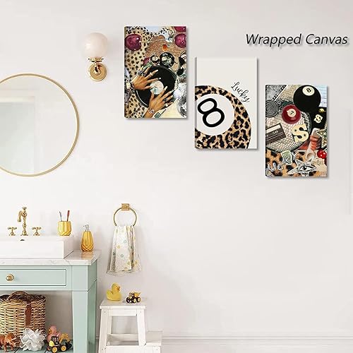 Miniatura 6 de RVETNGVM 3Pcs Trendy Leopard Wall Art Black Girl Trendy Disco 8 Ball Poster Vinyl Record and Glam Nails Retro Cheetah Wall Decor Aesthetic Trendy