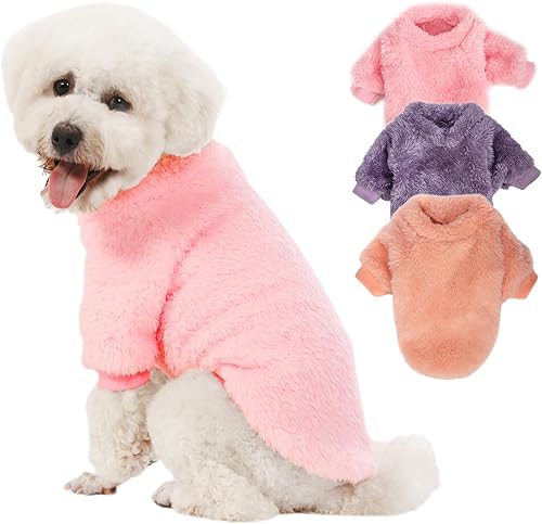 Suéter para perro, paquete de 3 suéteres para perros pequeños, ropa para perros pequeños, hembras y niños, suéter ultra suave y cálido para