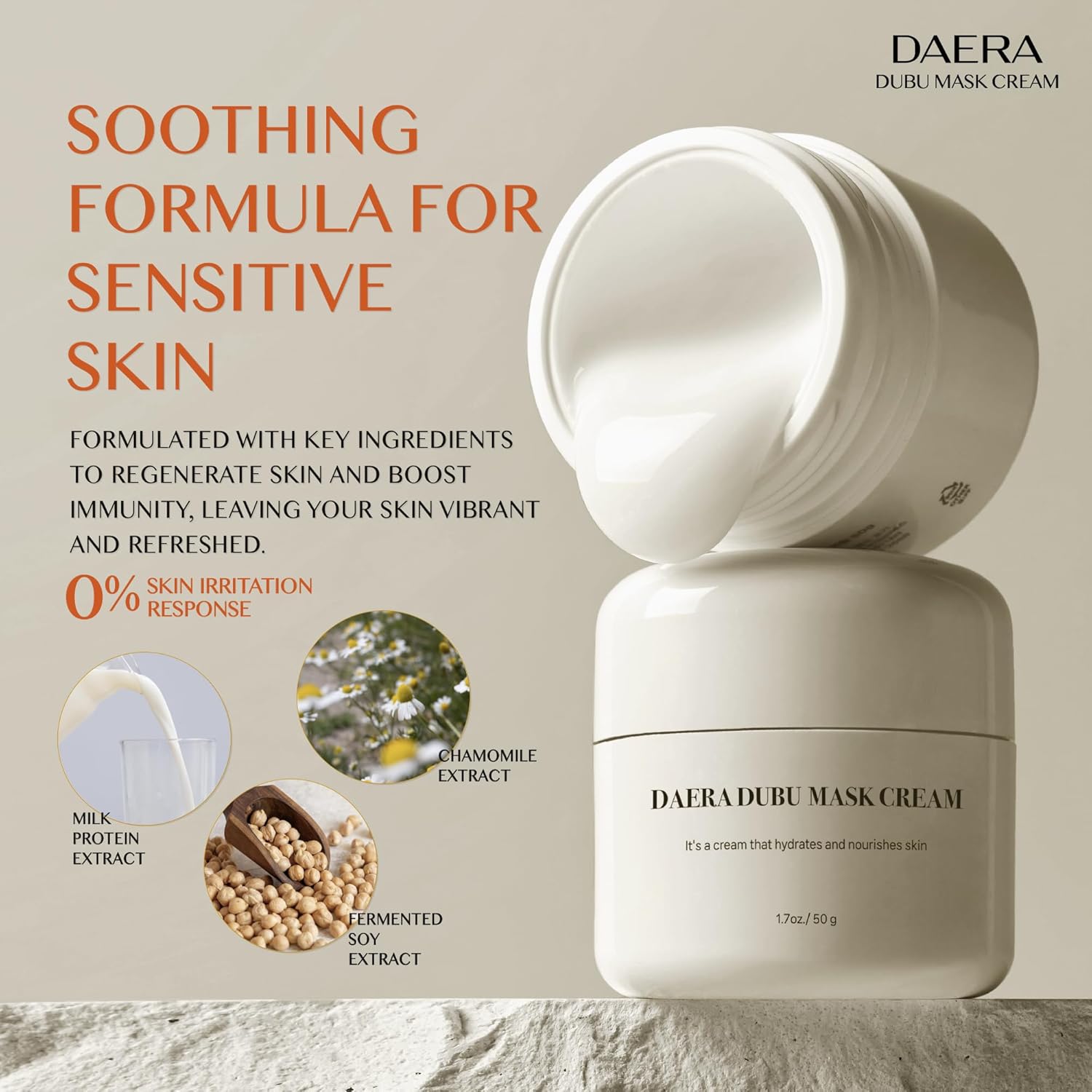 DAERA Korean DUBU Cream Glass Skin Care, Deep Hydrating Repairing Nourishing for Dry and Sensitive Skin, Panthenol, Niacinamide, Adenosin, Korean Moisturizer - Image 5
