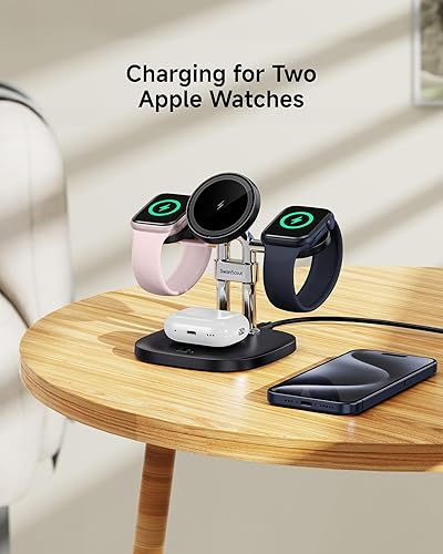 Miniatura 7 de Cargador rápido dual para Apple Watch 11, soporte de cargador inalámbrico magnético para iPhone Air17 Pro Max17 Pro17161514, estación de carga para