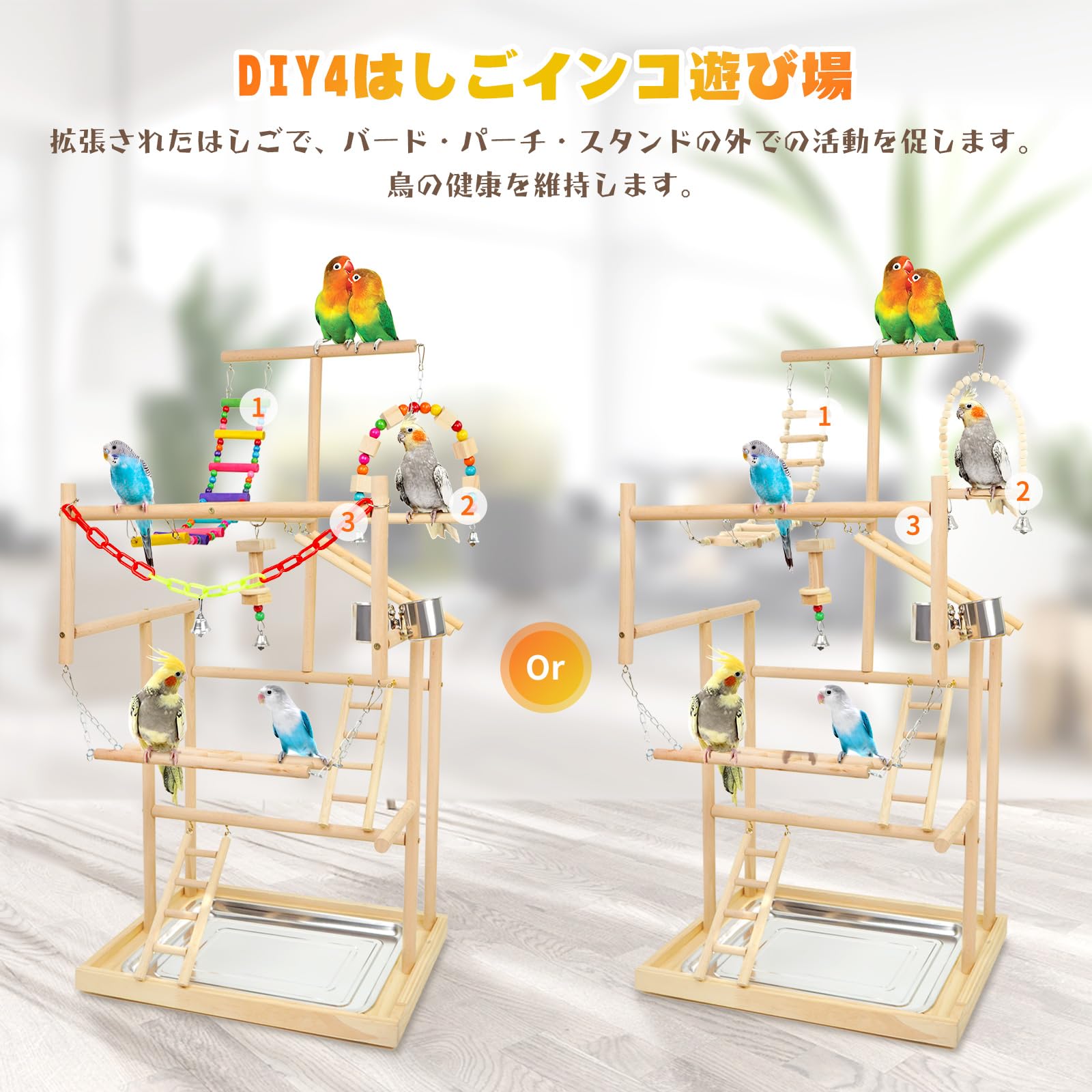 Amazon | バードアスレチック 鳥 遊び場 四層 バード アスレチック 