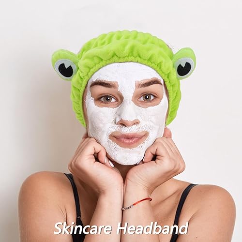 Miniatura 4 de VELSCRUN Paquete de 6 diademas de spa, diadema de maquillaje, diadema de lavado facial, diademas para el cuidado de la piel, banda de esponja verde
