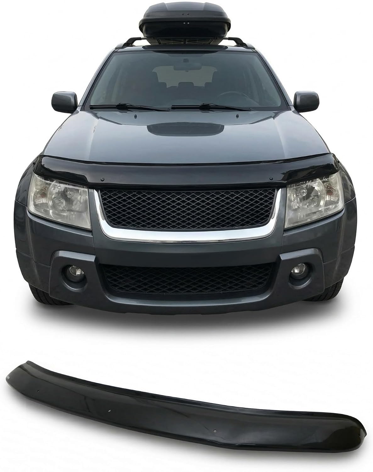 Hood Deflector Guard fits Suzuki Grand Vitara 2006-2013, Bugflector Bug & Bonnet Shields, Black ABS Hood Protector, Protects from Particles & Bug, All Weather Durable Car Exterior Accessories