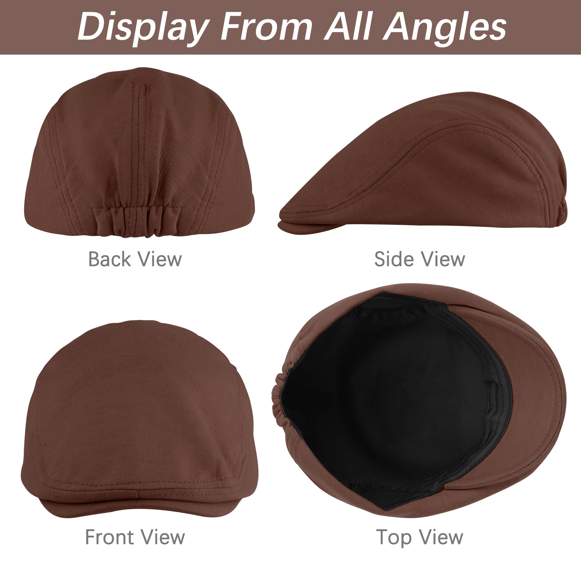 Men's Newsboy Caps KUTTOR 4 Pieces Men's Herringbone Flat Newsboy Hat Classic Newsboy