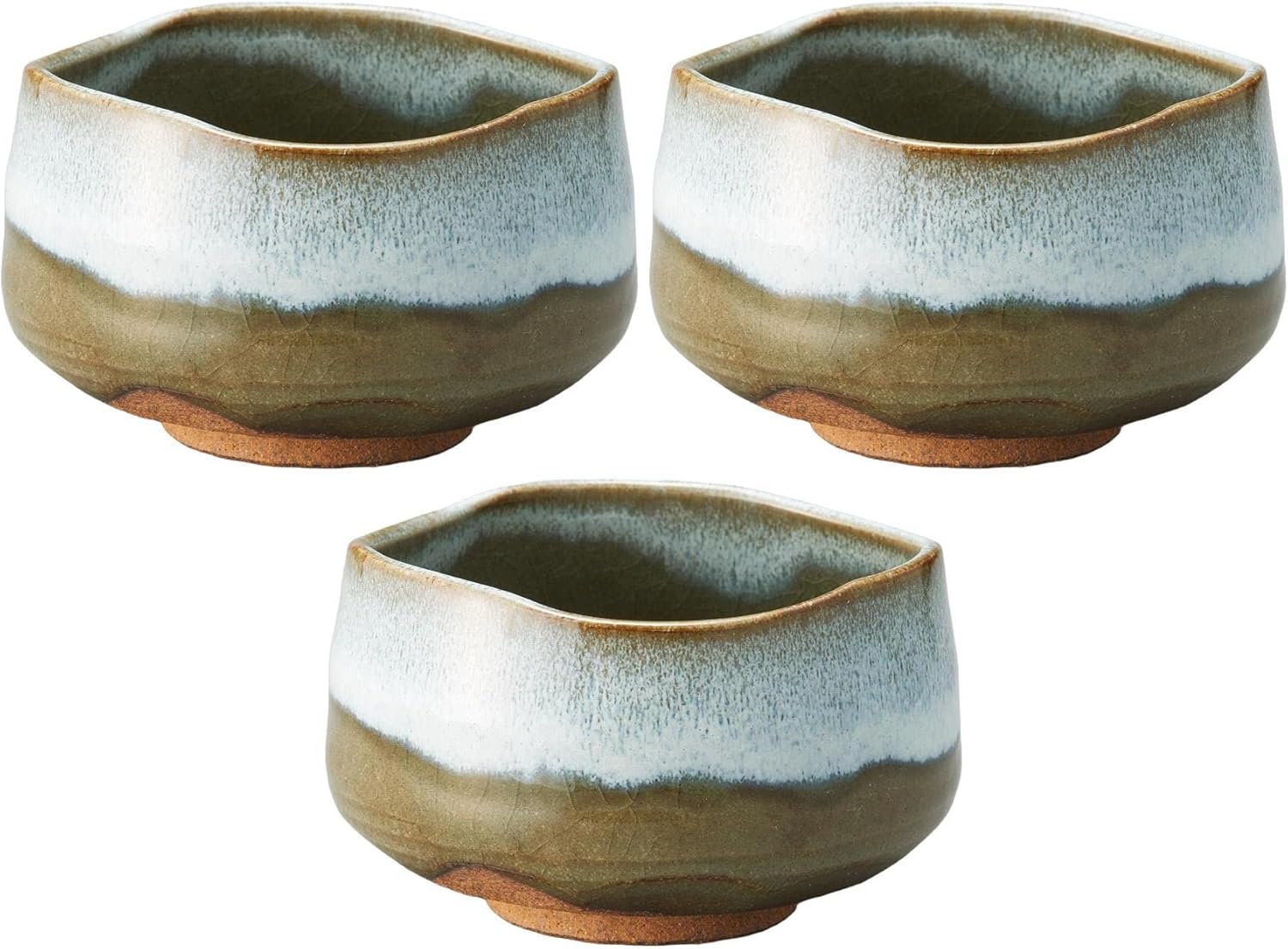 Set of 3, Unofugashi Matcha Bowl, 4.5 x 3.0 inches (11.5 x 7.5 cm), Matcha Bowl