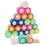 California Basics, Self Adhesive Bandage Wrap, 2 Inch by 5 Yards Non Woven Cohesive Bandage Rolls, 24 Pack, Vet/Stretch Wrap, Multi Colored Neon Medical Athletic Tape for Wrist, Waterproof