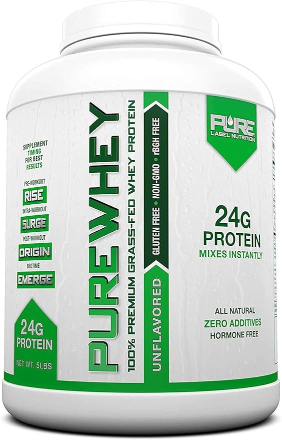 100% Grass-Fed, Unflavored Whey Concentrate Protein Powder (24g) with Essential