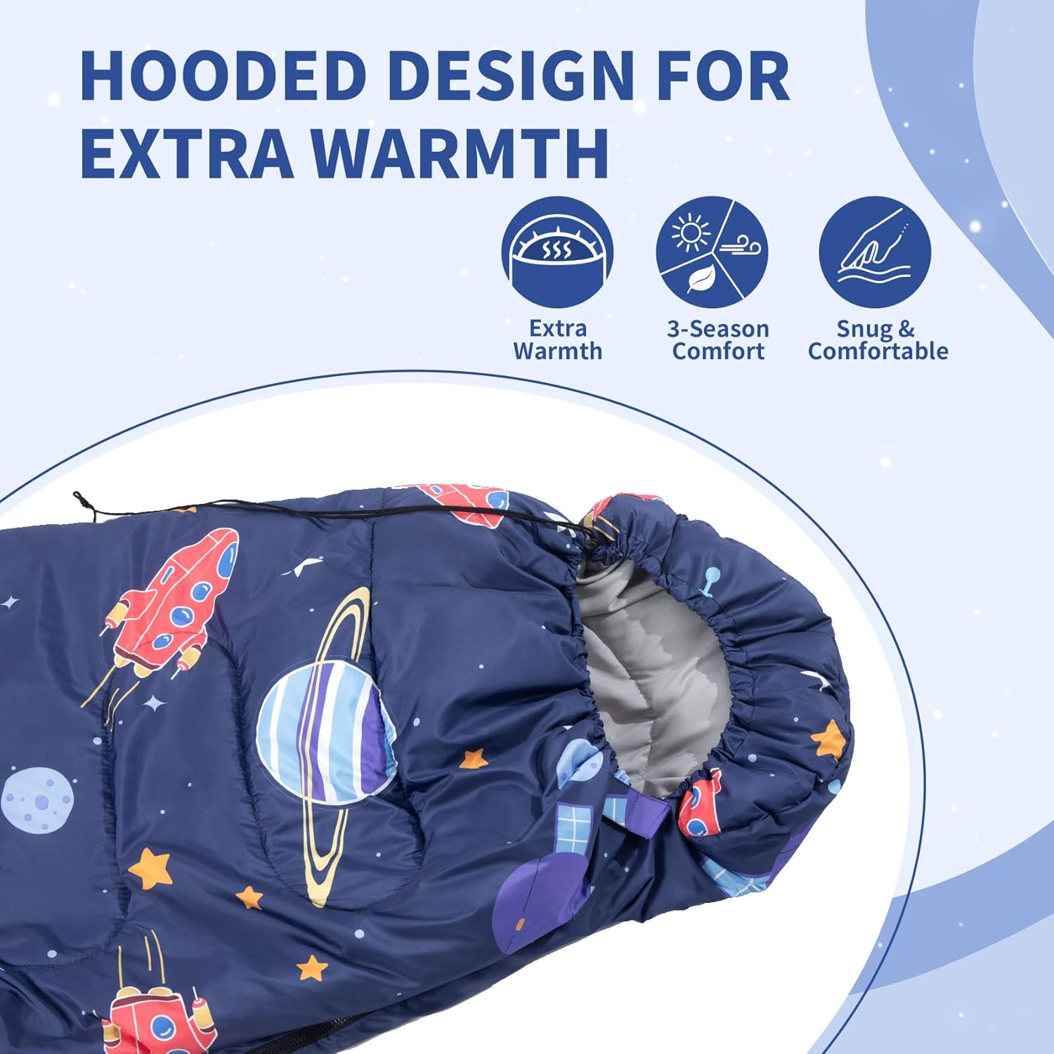 Kids Sleeping Bag - Lightweight Sleeping Bag for Camping, Compact Backpacking Sleeping Bags for Boys and Girls with Portable Carry Bag - Travel, Backpacking, Hiking, Indoor and Outdoor Use