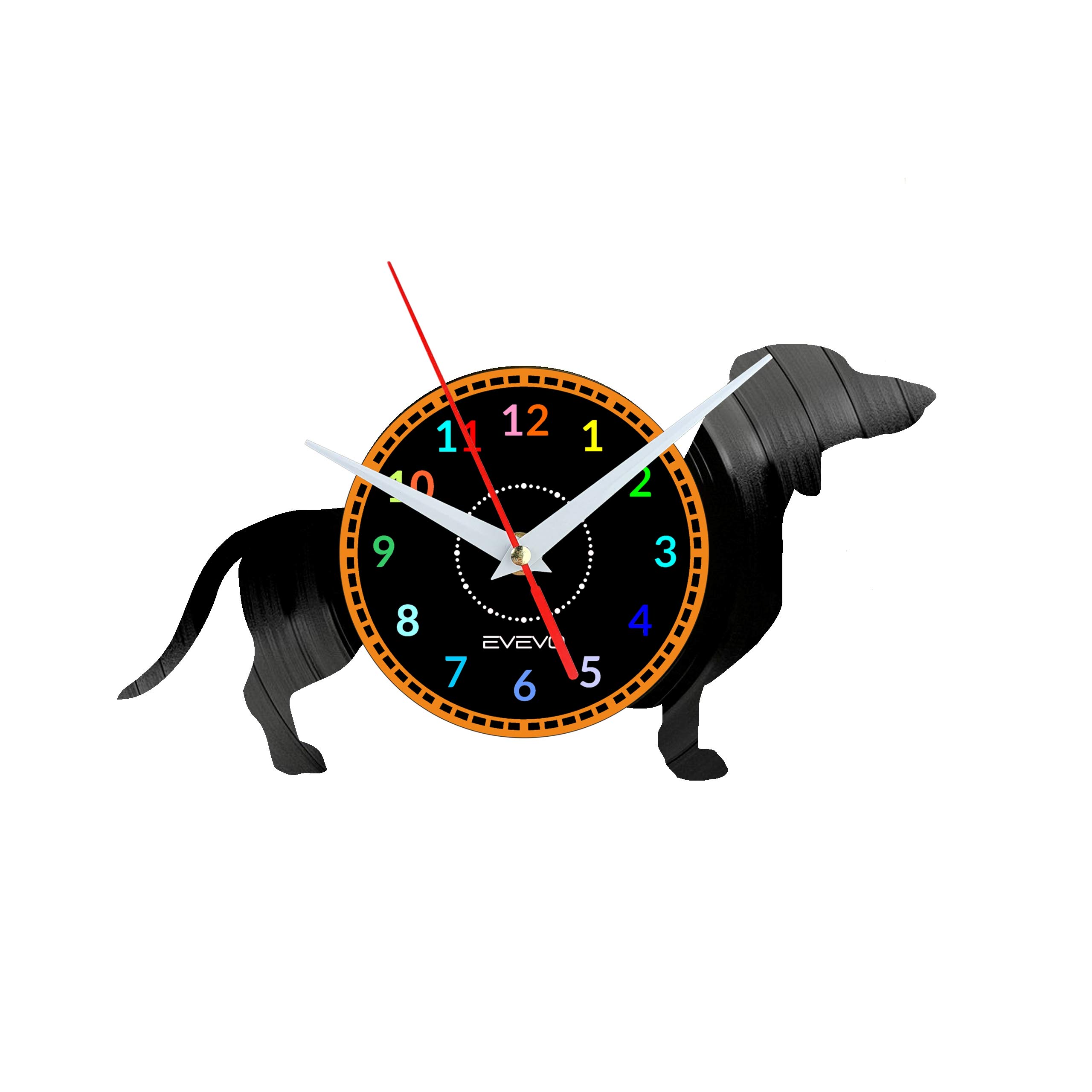 Horloge murale Teckel en disque vinyle décoratif noir modèle W1581
