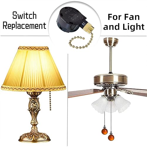 Miniatura 3 de Interruptor de cadena de tracción Zing Ear ZE-268S5 Ventilador de techo de control de 4 velocidades 5 cables 6A 125VCA 3A 250VCA Kit de reparación