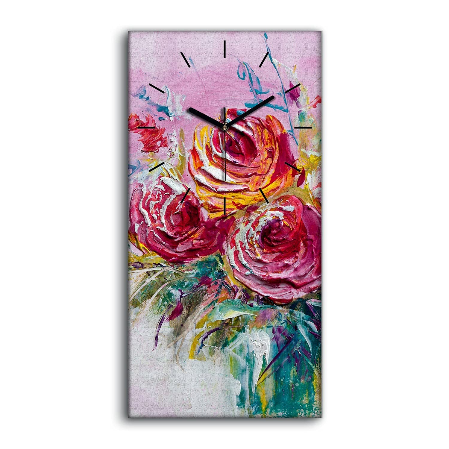 Horloge sur Toile Salon et Chambre Décoration Florale Moderne 30x60cm
