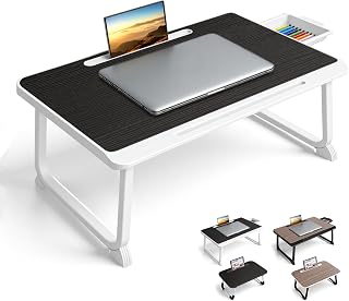 Laptop Bett Schreibtisch, Laptoptisch für Frühstück im Bett, Arbeit, Homeoffice, Laptopständer für Sofa、Couch、 Tablett Tisch (60x40 Black)