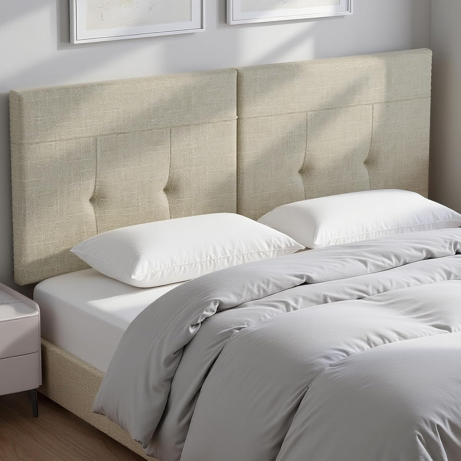 King Headboard Only, Headboard King with Sturdy Metal Legs, Tufted Upholstery Design Bed Headboards with Adjustable Width & Height (Linen)