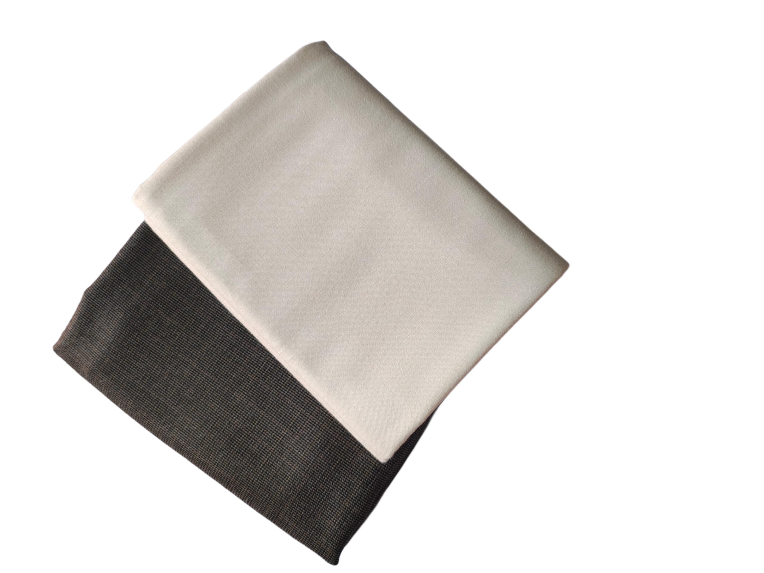 Pack Of Unstitched Cotton Blend Cream Solid Self Design Pattern Shirt & Viscose Cotton Blend Brown Woven Design Checked Pant/Trousers Fabric Cloth for Men Fashion -Shirt -2.75 M, Pant -1.35 M-image-17