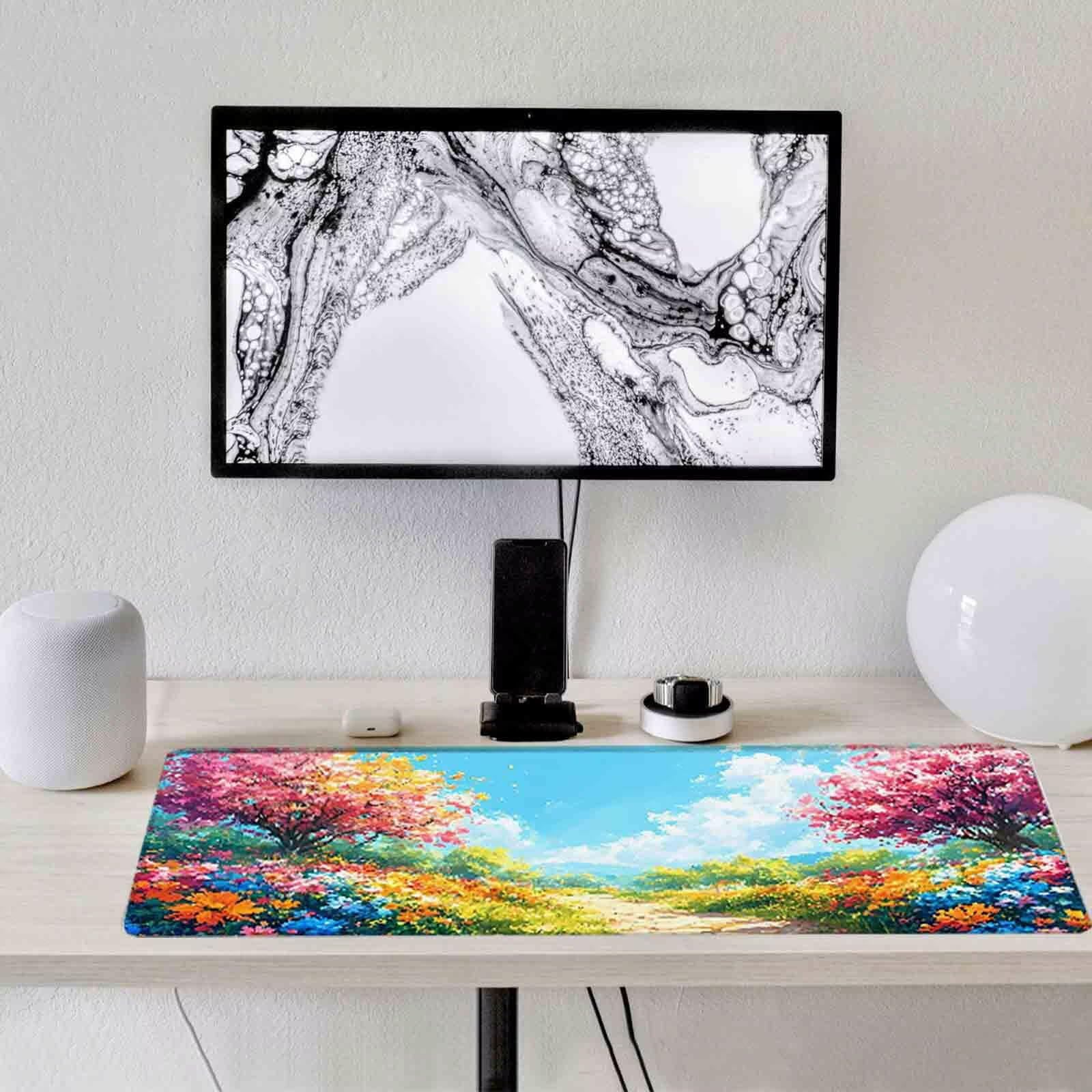 Podkładka pod mysz XXL 1000 x 500 mm różowa podkładka pod mysz z drzewem antypoślizgowa gumowa podkładka do gier, akcesoria biurowe, podkładka pod mysz o wysokiej precyzji i szybkości do komputera