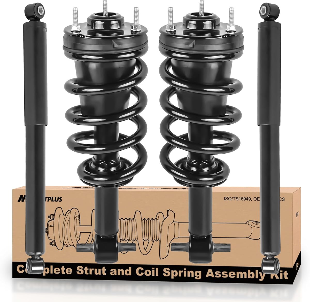 MOSTPLUS 345074 579105 Front and Rear Strut shock Assemblies Compatible with GMC Sierra 1500/ Chevy Silverado 1500 2007-2013 w/o electronic suspension(Set of 4)