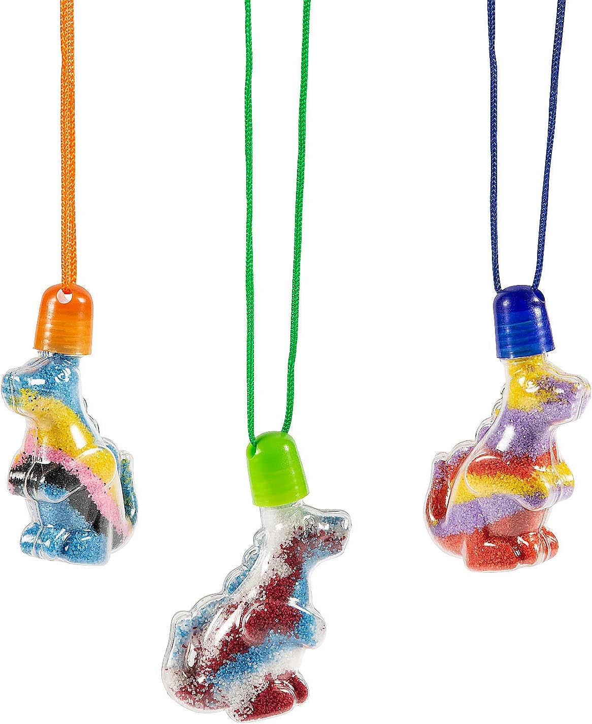 Fun Express Dinosaur Sand Art Necklaces - Craft Supplies - 12 Pieces