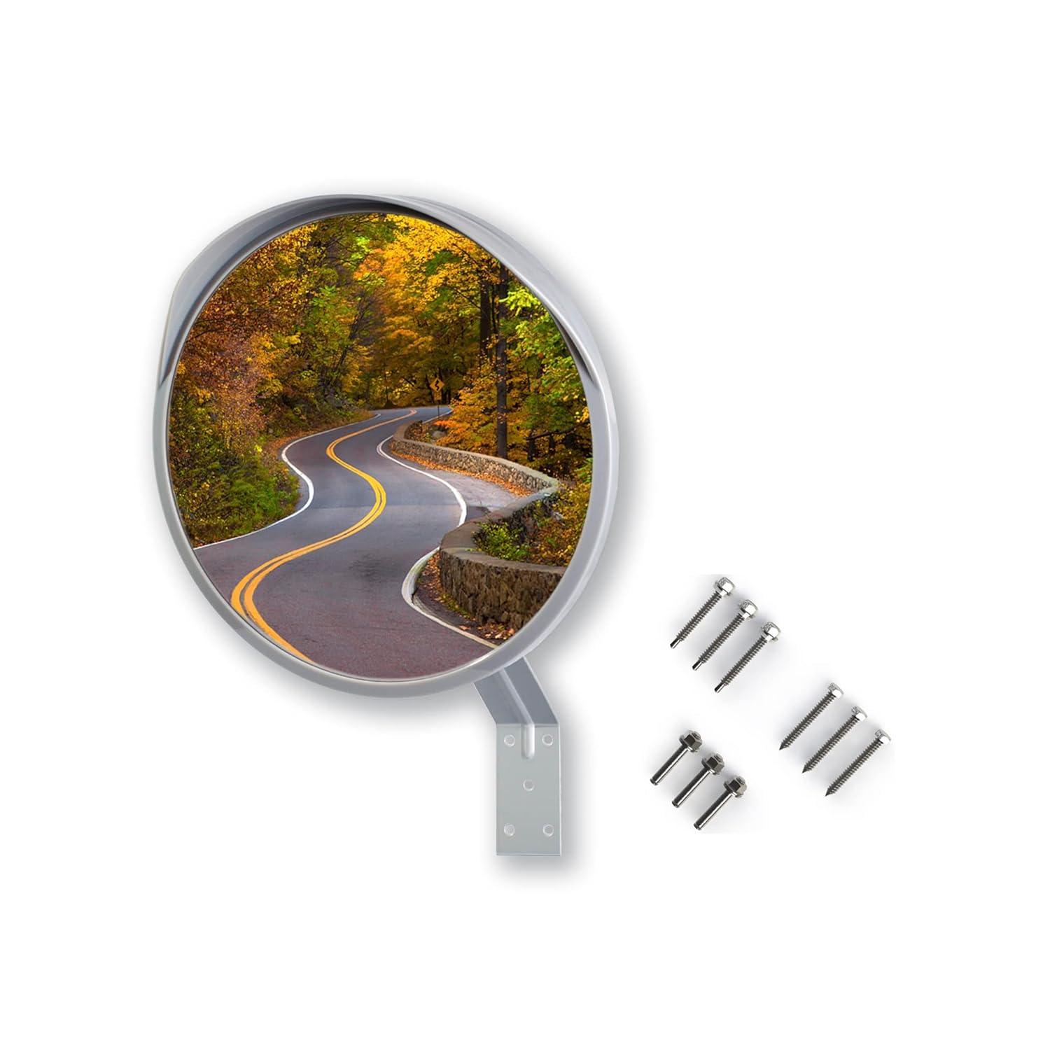 Grey 12 inch Convex Mirror, Outdoor or Indoor, Wide Angle View, Curved Traffic Safety and Security Mirror 310 mm 12-INCH GREY Grey