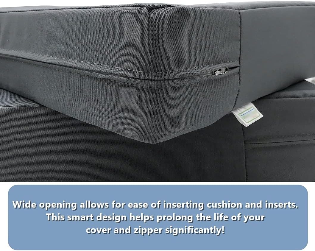 CozyLounge Stone Gray Outdoor Water Repellent Patio Chair Cushion Seat Pillow Covers (24x24x4 (3 Covers))
