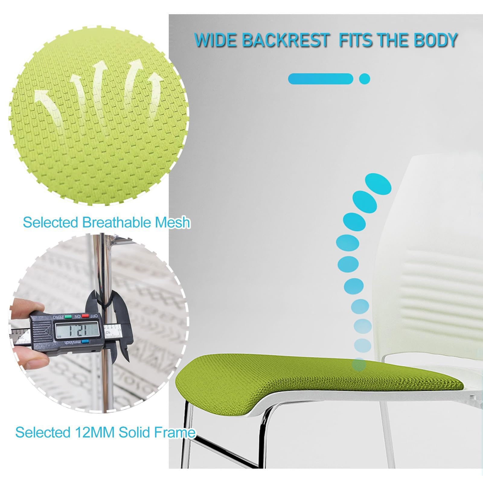 Ergonomischer Bürostuhl 2er Set, Stapelbare Niedriglehner Stühle für Training, Empfang, Warte, Konferenzraum