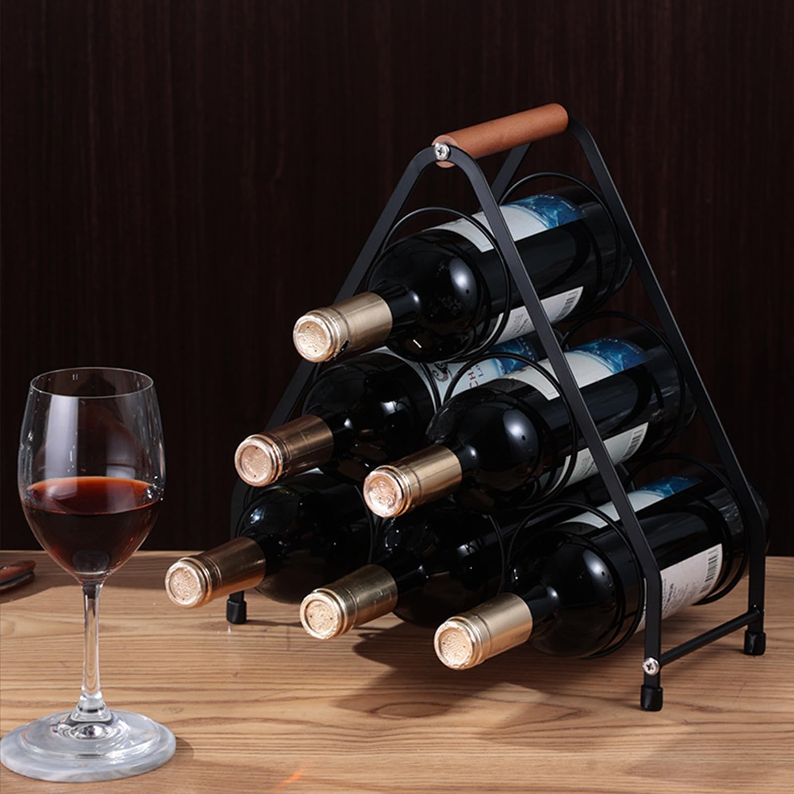 Weinregal Für 6 Flaschen Mit Halterung, 2 Stück Stapelbares Weinregal, Freistehendes Eisenweinregal, Geeignet Für Kühlschrank, Schrank Und Arbeitsplatte (A)