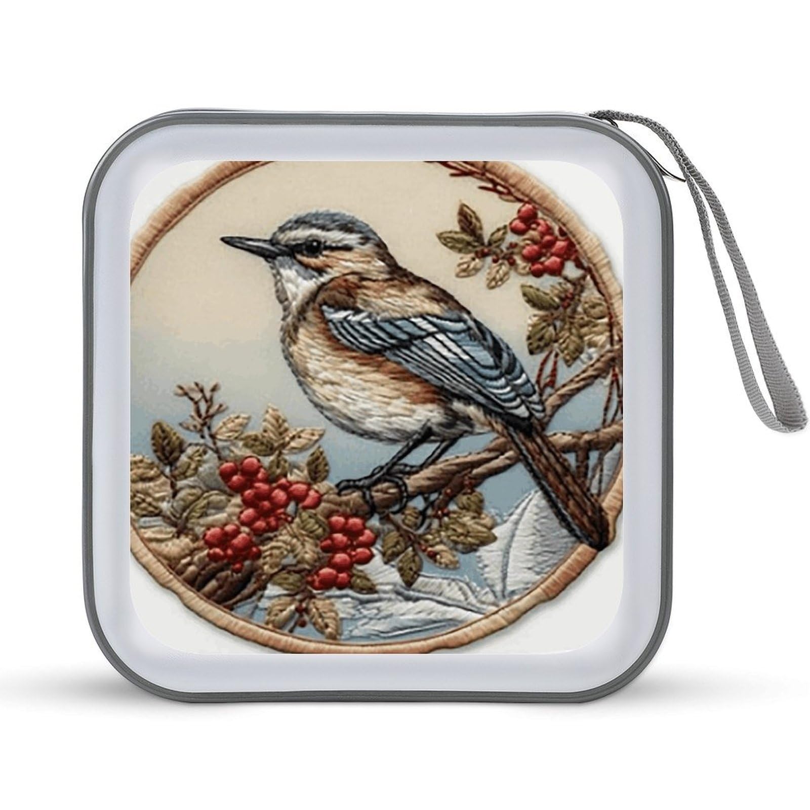 VstaDank Bird on Branch DVD Case With Zipper Portable CD Case Hardshell DVD VCD Binder Storage Box EVA Protective Blu-ray Wallet 40 Capacity CD Wallet Movie Music Media Disc Wallets