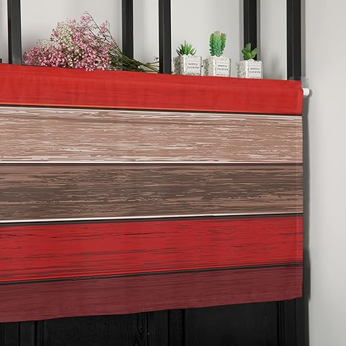 Miniatura 8 de Cenefas de cortinas de cocina para ventanas, cortinas de Navidad rojo y marrón con bolsillo para cortinero, tratamiento de ventana de campo para