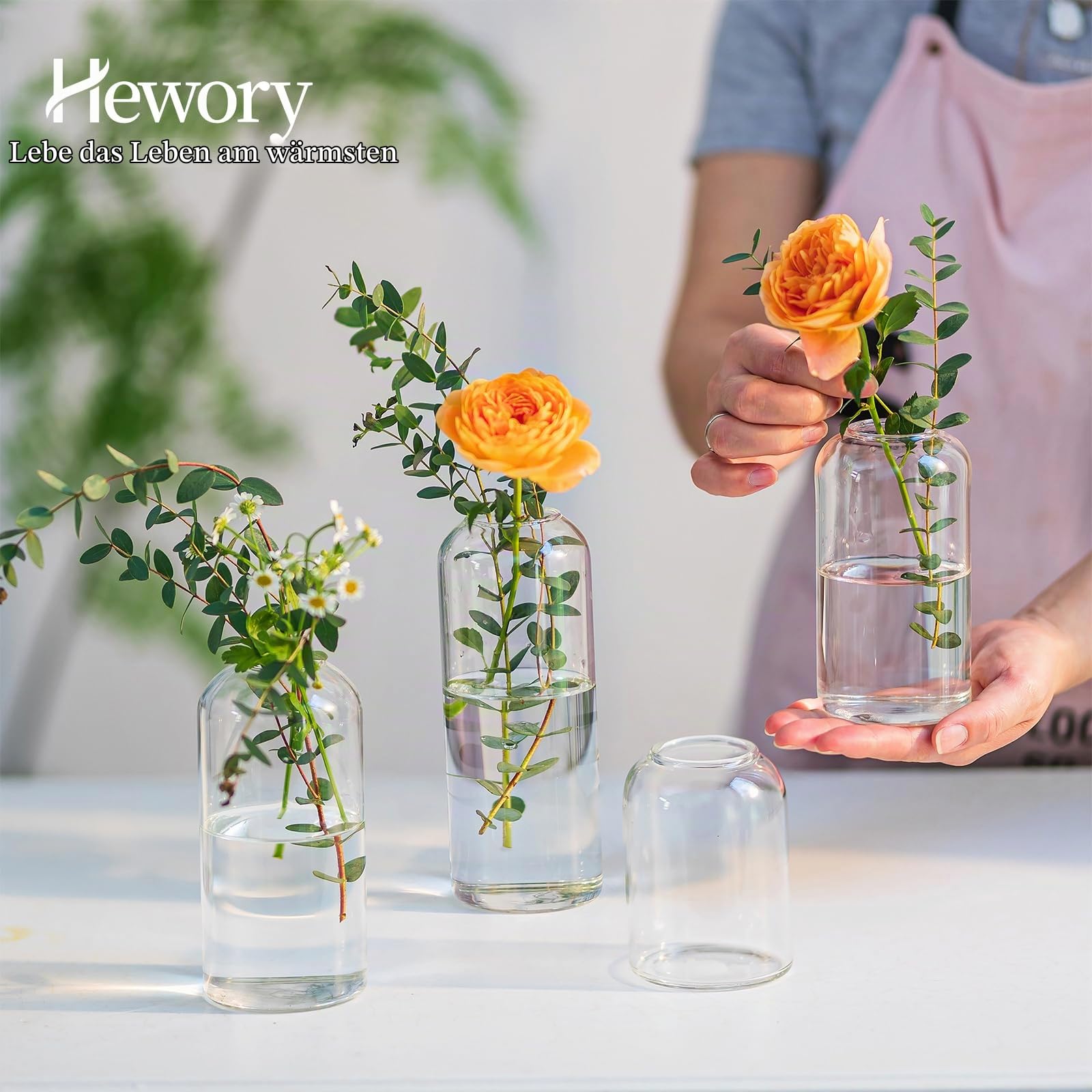 Hewory Kleine Vasen für Tischdeko, 12er Vase Glas Glasvase für Hochzeit | 10/15/18cm, Zylinder Vasen Klein Tischdeko, Modern Vasen Set für Hochzeitsdeko Party Geburtstag Wedding Home Kommunion