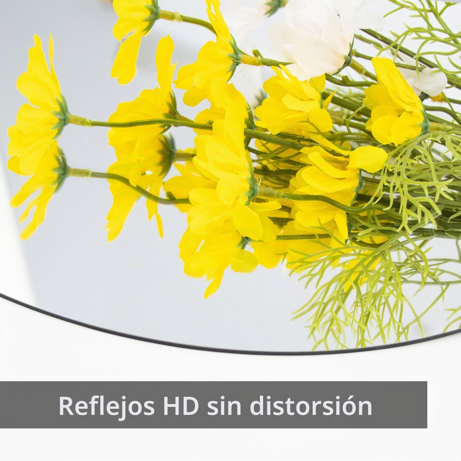 TSKDKIT Espejo de pared grande de 50 cm, redondo, autoadhesivo, espejo de pared decorativo HD, espejo sin marco, para invitados, baño, vestidor, salón, etc