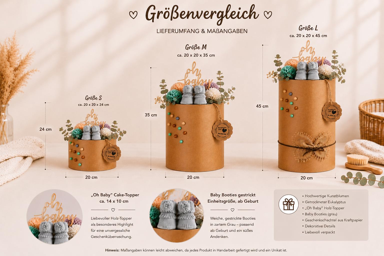 Gâteau à couches écologique Eco Friendly en couches biologiques | Cadeau de naissance de qualité supérieure | presque sans plastique * (L, pierre)