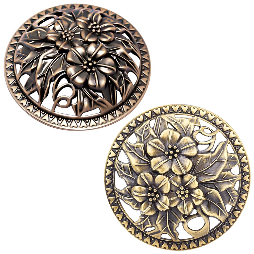GORGECRAFT 2PCS Candle Cover Topper Scented Candles Cover Flowers Leaves Pattern lid Vintage Gold Red Alloy Toppers Jar Sleeves Accessories to Burn Evenly for Jar Melt Space