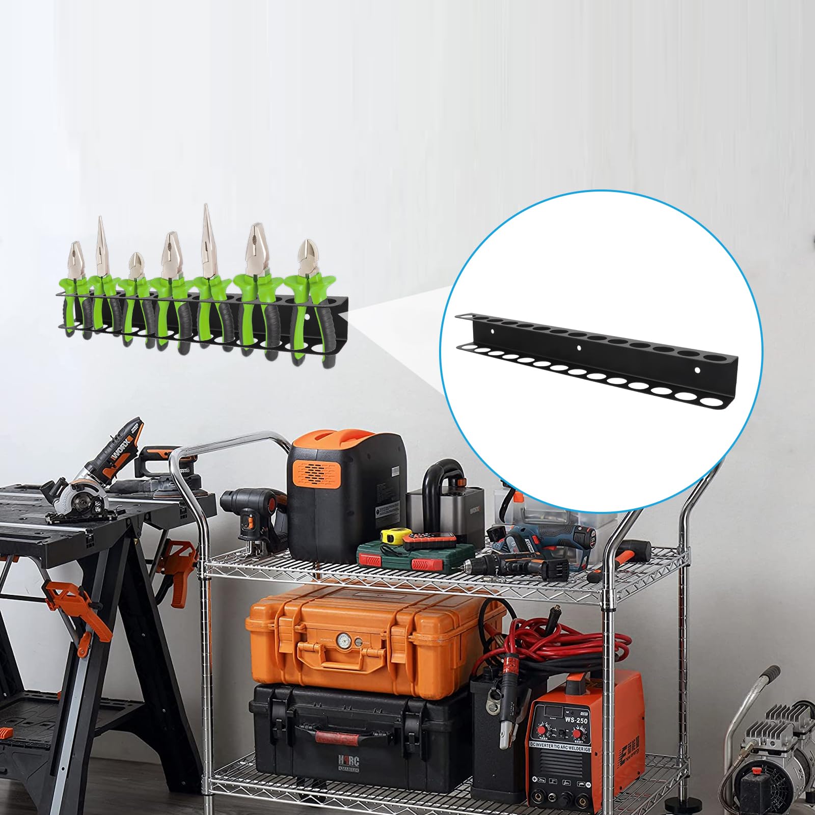Ruaizel Tool Storage Wall Mounted,40cm Metal Screwdriver Holder with 14 Slot, Screwdriver Rack for Garage Workshop, Workbench - Image 4