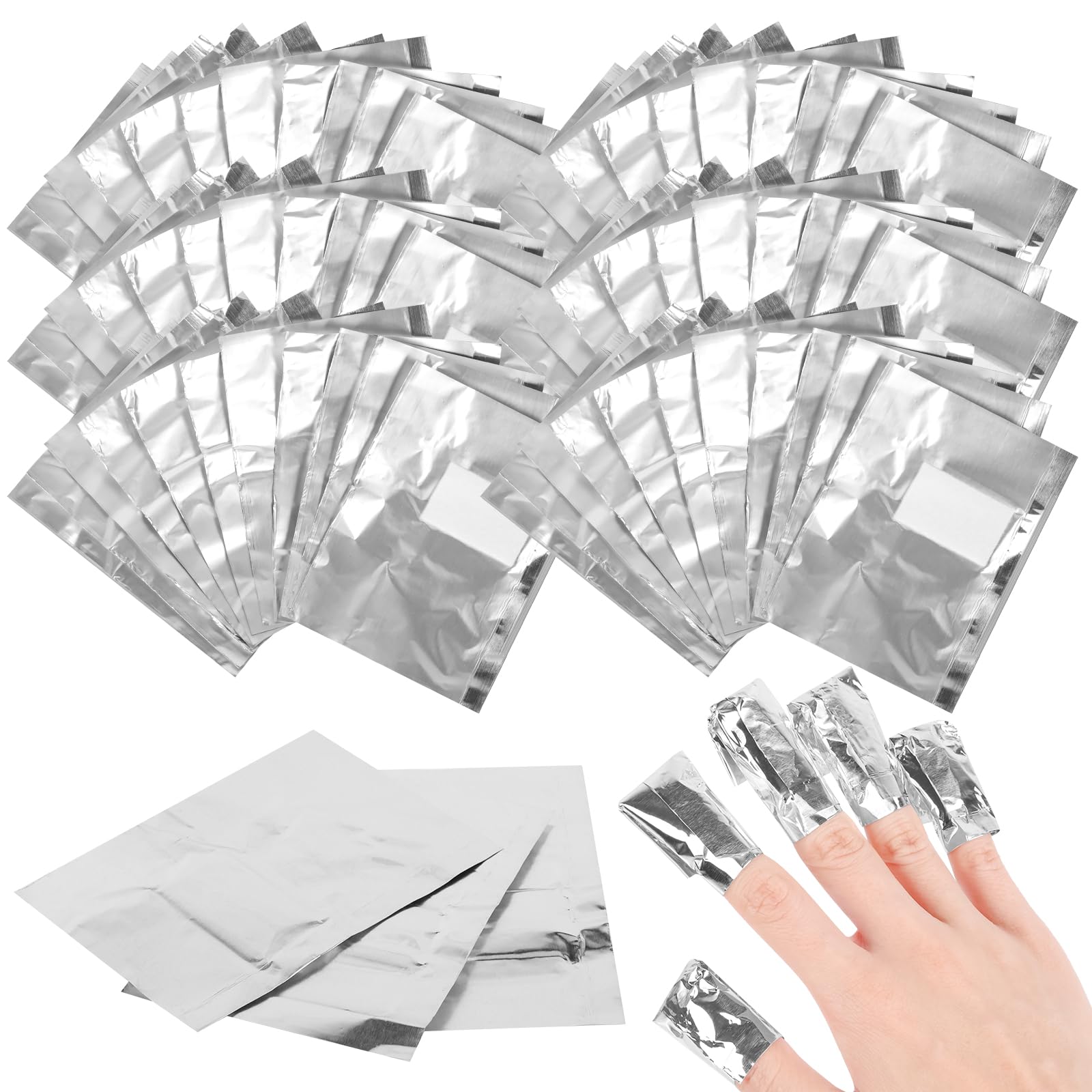 Zestaw do usuwania lakieru do paznokci, 500 sztuk, folia aluminiowa z niestrzępiącymi się wacikami waty bawełnianej, do szybkiego i delikatnego usuwania lakieru do paznokci Soak-Off-Gel