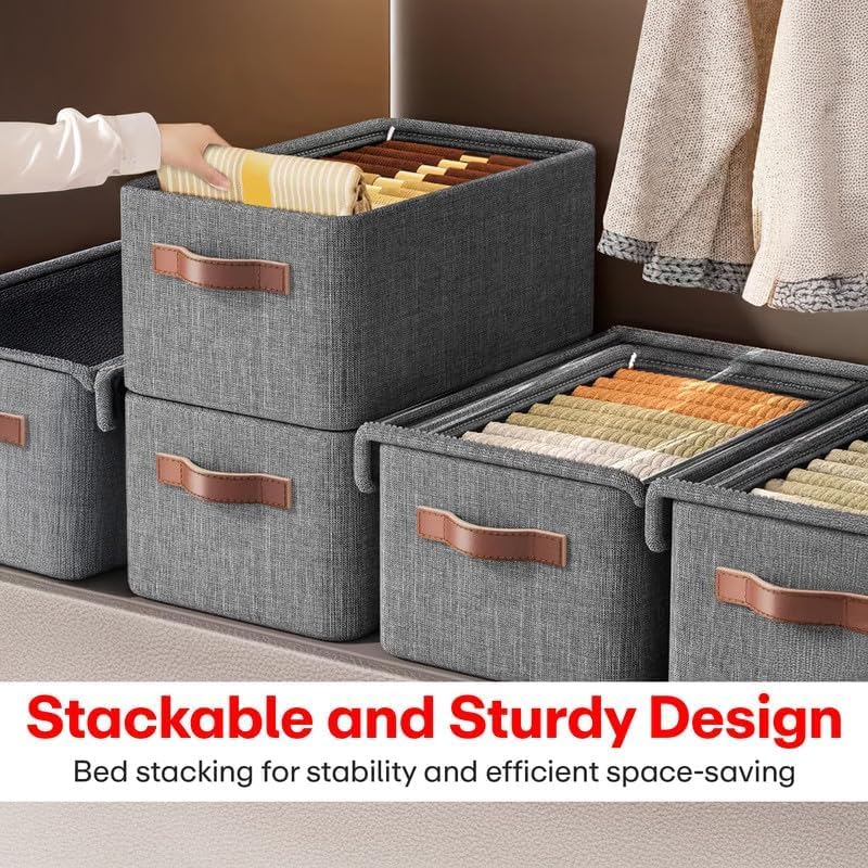 Image of Barebeauty 26L Foldable Clothes Organizer For Wardrobe, Blanket Storage Box, Cloth and Dress Organiser Metal Frame Basket Bag with Lid, Carry Handles for Bedding, Closet Organizers (Pack of 1)